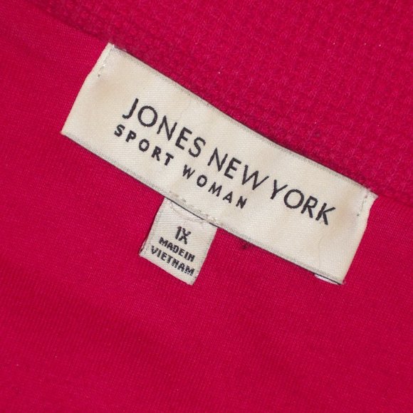 JONES NEW YORK Sport 1X Hot Pink Full Zip Vest Insulated Soft Waffleweave Fabric - Picture 6 of 8